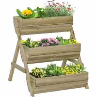 Outsunny 3 Tier Raised Woodengarden Bed Green Градина