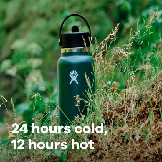 Шише За Вода Hydro Flask Wide Mouth Water Bottle 946 Ml (32 Oz) With Flex Straw Cap Black 