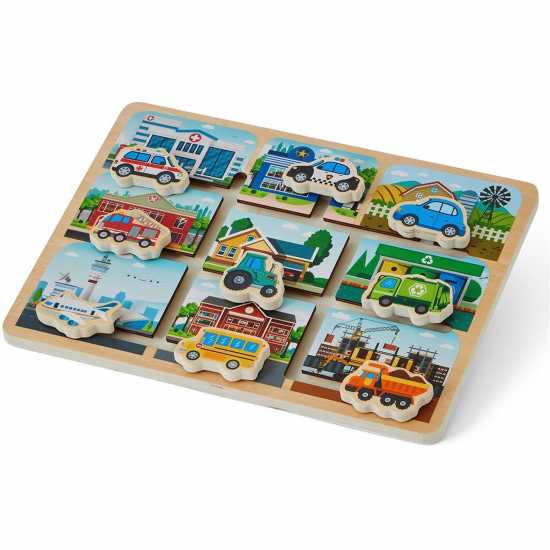 Wooden Chunky Vehicle Puzzle  Подаръци и играчки