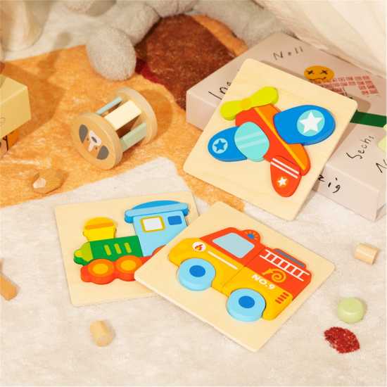 Wooden 3 Piece Vehicle Puzzle Wooden 3 Piece Vehicle Puzzle