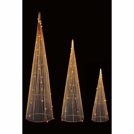 Of 3 Lit Rose Gold Pyramids With 90 War  - Коледна украса