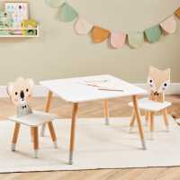 Wooden Kids Animal Table And 2 Chair Set