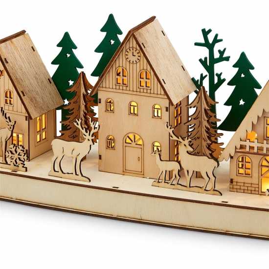 Wooden Led Christmas Village Lights  Коледна украса
