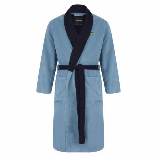 Lyle And Scott Contrast Trim Towel Dressing Gown Blue/Pct Lyle And Scott Contrast Trim Towel Dressing Gown Blue/Pct