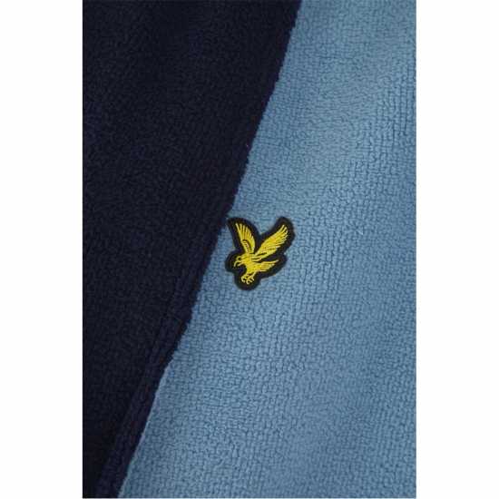 Lyle And Scott Contrast Trim Towel Dressing Gown Blue/Pct Lyle And Scott Contrast Trim Towel Dressing Gown Blue/Pct