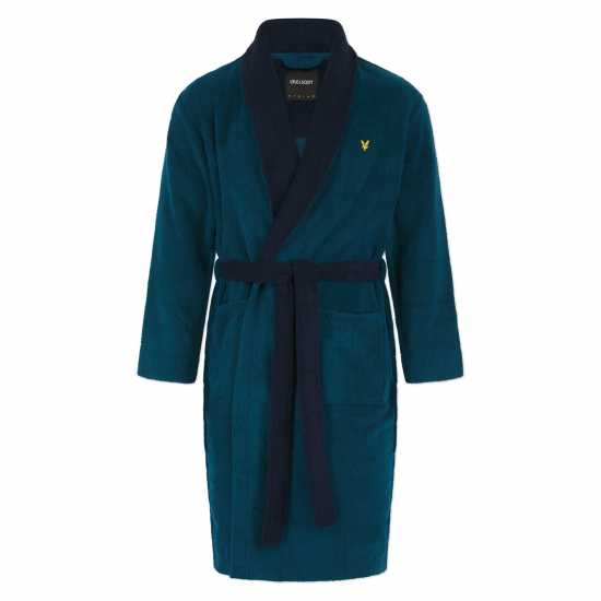 Lyle And Scott Contrast Trim Towel Dressing Gown Синьо/Проц 