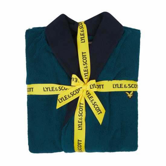 Lyle And Scott Contrast Trim Towel Dressing Gown Синьо/Проц 