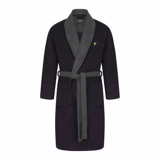 Lyle And Scott Contrast Trim Towel Dressing Gown Пикоат/Сиво 