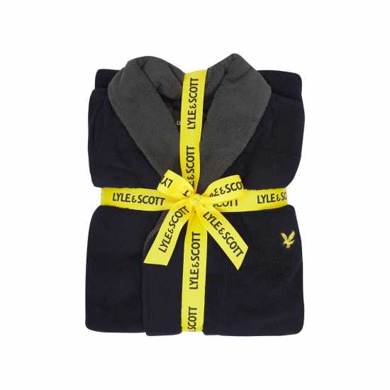 Lyle And Scott Contrast Trim Towel Dressing Gown Пикоат/Сиво 