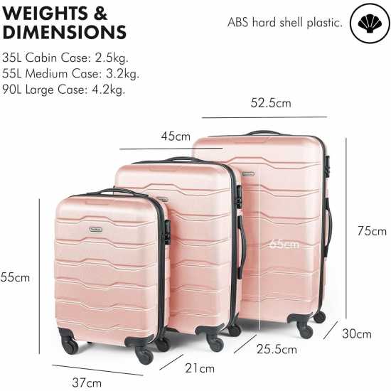Vonhaus 3Pcs Teal Abs Luggage Set Pink Куфари и багаж