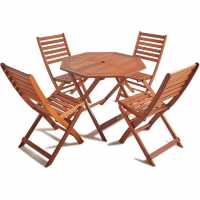 Vonhaus Wooden Octagonal Table And 4 Chair Set  Лагерни маси и столове