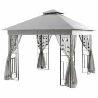Outsunny 3(M) X 3(M) Double Roof Outdoor Gazebo Grey Градина