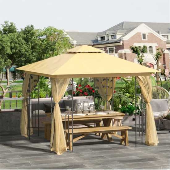 Outsunny 3(M) X 3(M) Double Roof Outdoor Gazebo Beige Градина