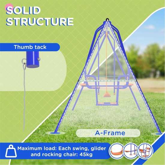 Outsunny Three-In-One Kids Metal Swing Set  Градина