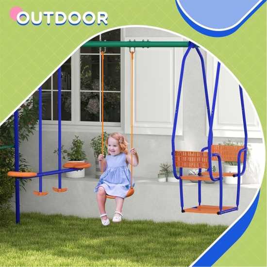 Outsunny Three-In-One Kids Metal Swing Set  Градина