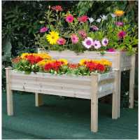 Outsunny Fir Wood 2-Piece Raised Planter