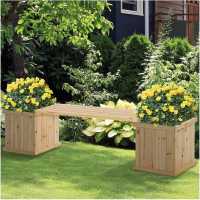 Outsunny Wooden Garden Planter And Bench Combo