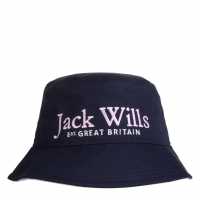 Рибарска Шапка Jack Wills Kids Script Bucket Hat Navy/Pink Шапки с козирка