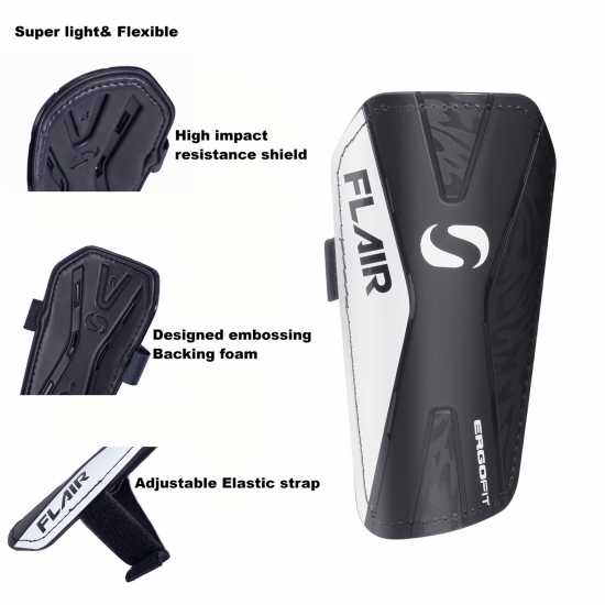 Sondico Протектори За Пищял Flair Slip Shin Guards Черно/Бяло Футболни аксесоари