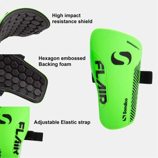 Sondico Протектори За Пищял Flair Slip Shin Guards Green/Black Футболни аксесоари