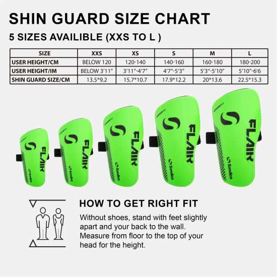 Sondico Протектори За Пищял Flair Slip Shin Guards Green/Black Футболни аксесоари