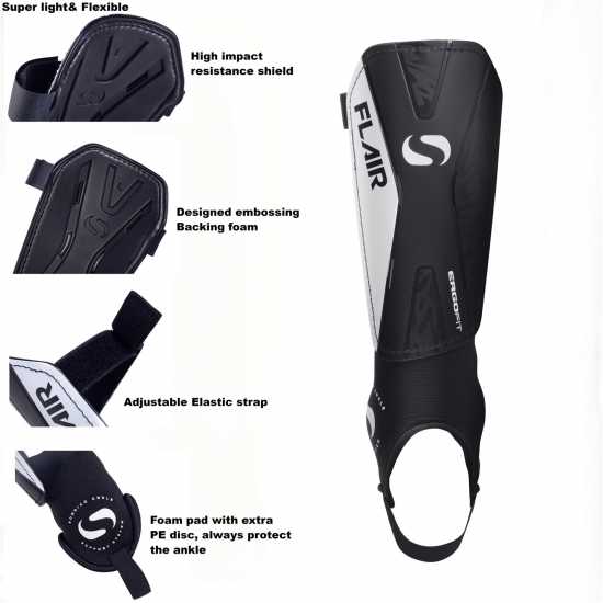 Sondico Flair Ankle Shinguards Черно/Бяло 