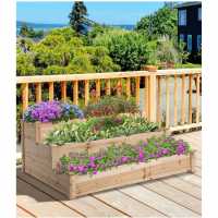Outsunny Wooden Raised Bed 3-Tier Planter