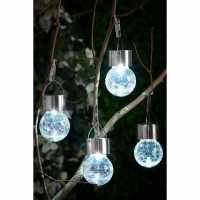 Pack Of 4 Solar Hanging Crackle Balls  Градина