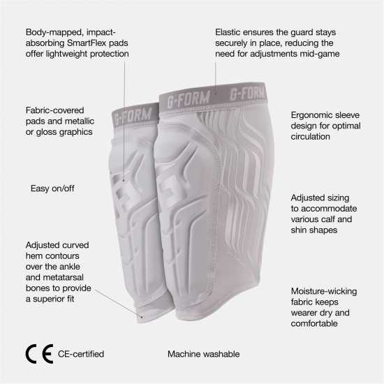 G Form Smartflex Moisture Wicking Ce Certified Shin Pads Бяло 