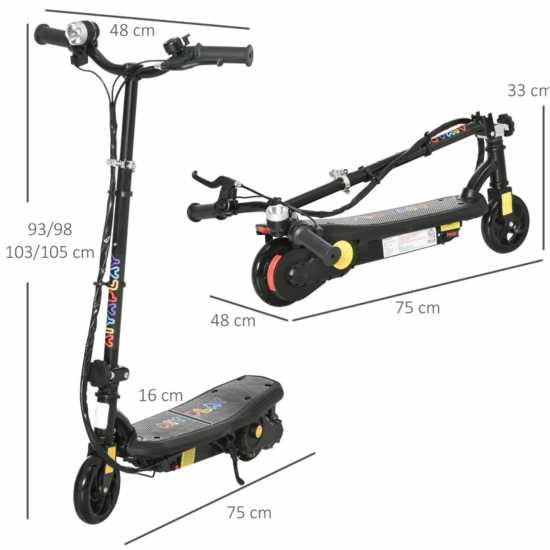 Homcom Foldable Electric Scooter Ages 7-14 Black Скутери