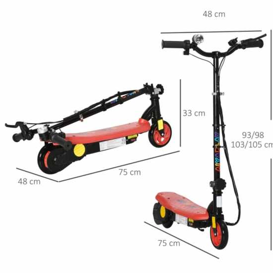 Homcom Foldable Electric Scooter Ages 7-14 Red Скутери