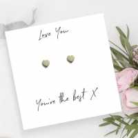Ss Heart Earrings On Love You Msg Card 00103-Cdn-S  Бижутерия