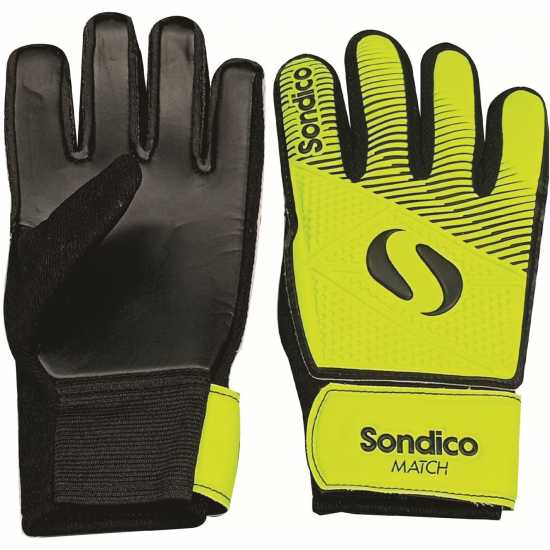 Sondico Детски Вратарски Ръкавици Match Goalkeeper Gloves Junior Yellow/Black Вратарски ръкавици и облекло