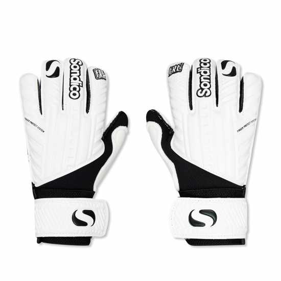 Sondico Вратарски Ръкавици Aerospine Junior Goalkeeper Gloves White/Black Вратарски ръкавици и облекло