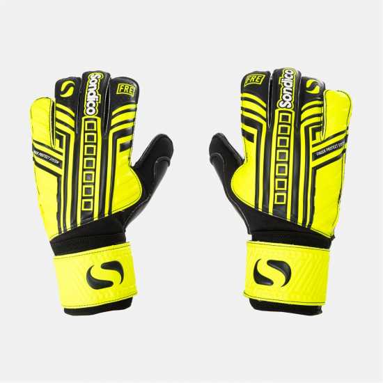Sondico Детски Вратарски Ръкавици Aerospine Goalkeeper Gloves Juniors Черно/Жълто Вратарски ръкавици и облекло