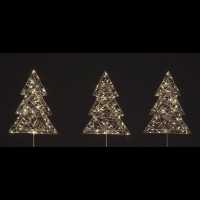 Snowtime Set Of 3 Iron Tree Stakes With 300 Leds