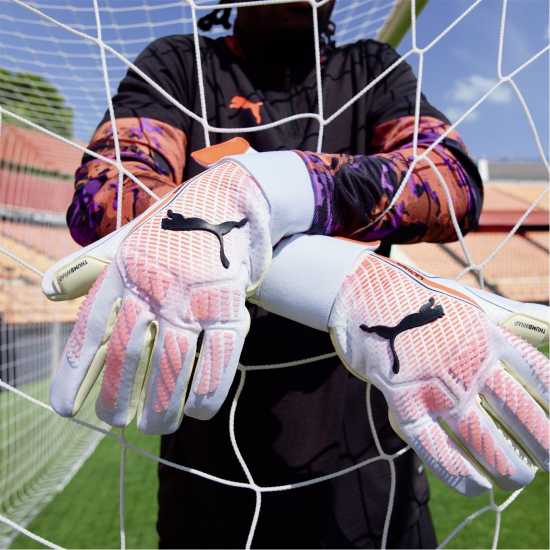 Puma Вратарски Ръкавици Ultra Ultimate Hybrid Adults Goalkeeper Gloves Бяло/Червено Вратарски ръкавици и облекло
