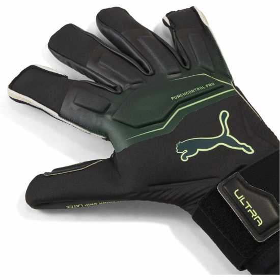Puma Вратарски Ръкавици Ultra Ultimate Hybrid Adults Goalkeeper Gloves Black/Green Вратарски ръкавици и облекло