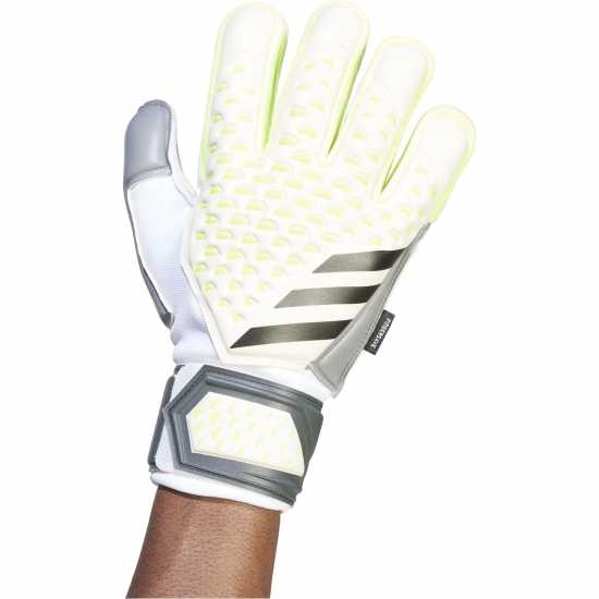 Adidas Мъжки Ръкавици Predator Match Fingersave Gloves Mens White/Lemon Вратарски ръкавици и облекло