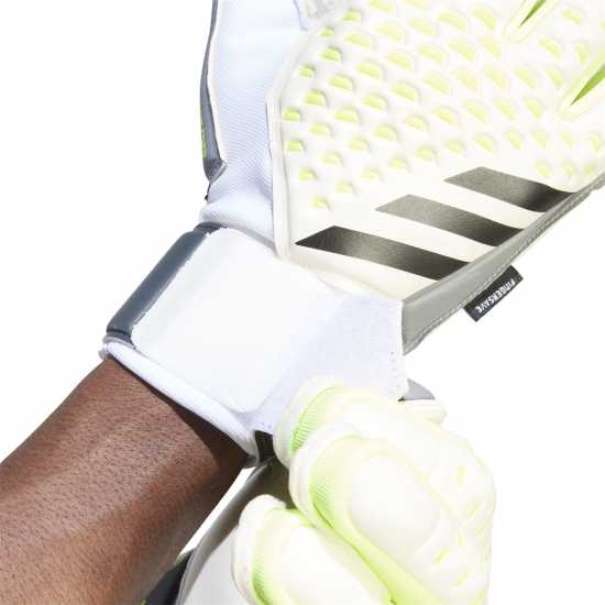 Adidas Мъжки Ръкавици Predator Match Fingersave Gloves Mens White/Lemon Вратарски ръкавици и облекло
