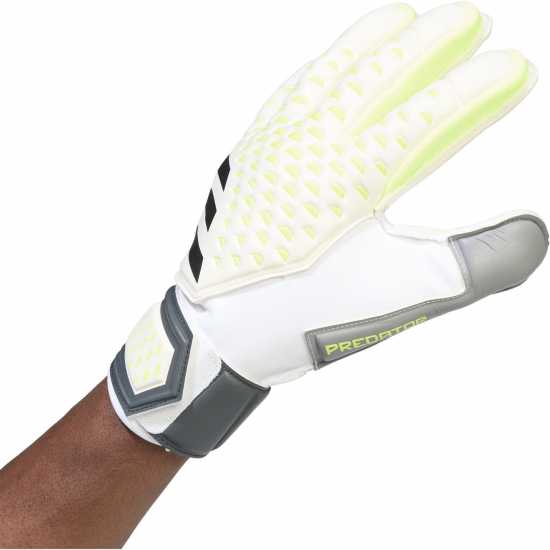 Adidas Мъжки Ръкавици Predator Match Fingersave Gloves Mens White/Lemon Вратарски ръкавици и облекло