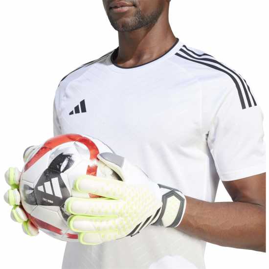 Adidas Мъжки Ръкавици Predator Match Fingersave Gloves Mens White/Lemon Вратарски ръкавици и облекло