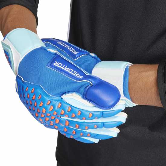 Adidas Мъжки Ръкавици Predator Match Fingersave Gloves Mens Синьо/Бяло Вратарски ръкавици и облекло
