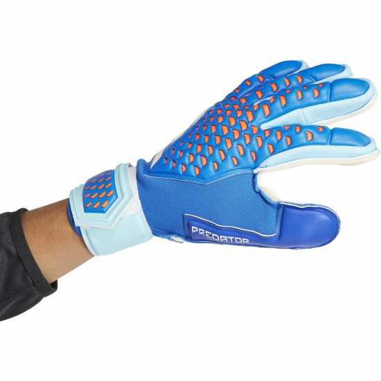 Adidas Мъжки Ръкавици Predator Match Fingersave Gloves Mens Синьо/Бяло Вратарски ръкавици и облекло