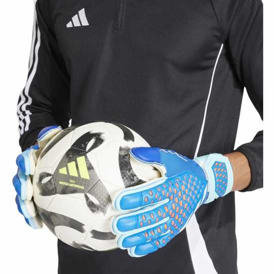 Adidas Мъжки Ръкавици Predator Match Fingersave Gloves Mens Синьо/Бяло Вратарски ръкавици и облекло