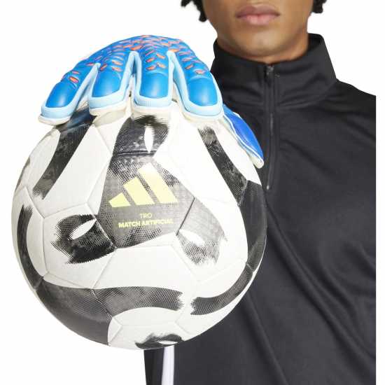Adidas Мъжки Ръкавици Predator Match Fingersave Gloves Mens Синьо/Бяло Вратарски ръкавици и облекло