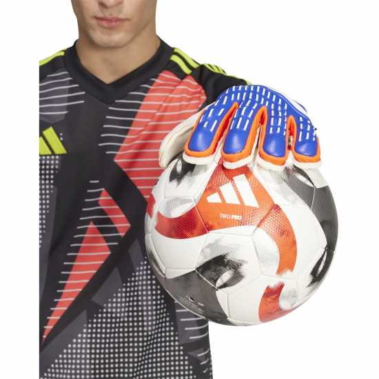 Adidas Вратарски Ръкавици Predator Match Fingersave Goalkeeper Gloves Adults Синьо/Червено Вратарски ръкавици и облекло