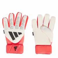 Adidas Вратарски Ръкавици Predator Match Fingersave Goalkeeper Gloves Adults White/Red 