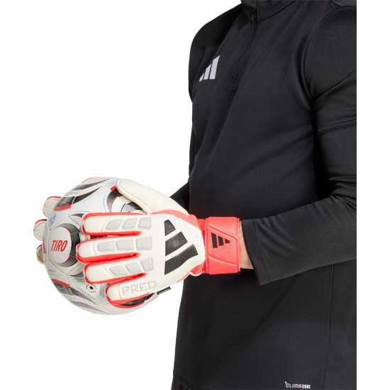 Adidas Вратарски Ръкавици Predator Match Fingersave Goalkeeper Gloves Adults White/Red 