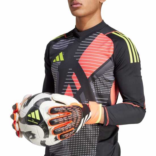 Adidas Вратарски Ръкавици Predator Match Fingersave Goalkeeper Gloves Adults Черно/Червено Вратарски ръкавици и облекло